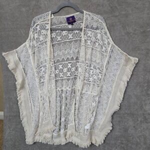Curations Caravan Kimon 1X Crochet Fringe Boho Wrap Cover Up Festival Indie Open
